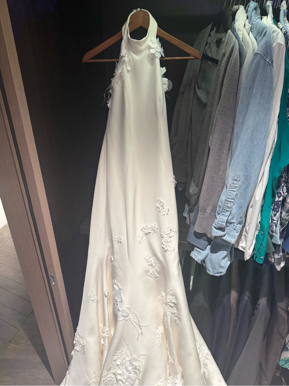 Ines Di Santo Halter Wedding Dress with Floral Appliqué